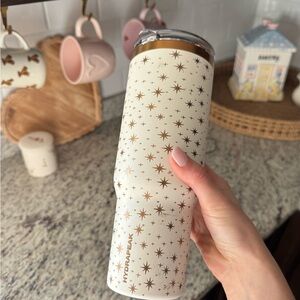 Hydrapeak White and Gold Star Tumbler